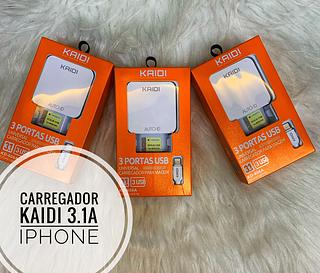 Carregador iPhone 3.1A 3USB kaidi. KD606A