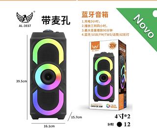 Caixa de som com led Possui entrada para microfone AL3937