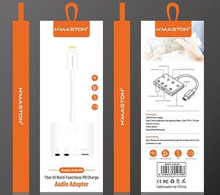 Carregador + Adaptador 3 Em 1 iPhone C/ 2 Entradas P2 Novo ZHQ08