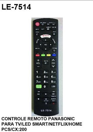 CONTROLE REMOTO PANASONIC PARA TILED SMART/NETFLIX/HOME LE-7514