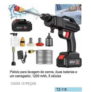 Pistola para lavagem de carros duas baterias e um carregador 1200 mAh 5 células