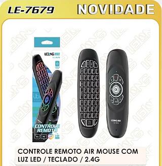 CONTROLE REMOTO AIR MOUSE COM LUZ LED / TECLADO / 2.4G LE7679