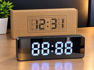 Relógio Digital LED Espelhado de Mesa Despertador