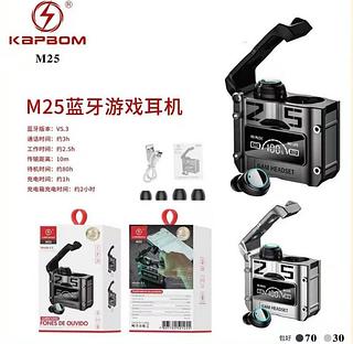 Fone sem fio Bluetooth com borrachinha com digital caixa fechado com 100pcs M25