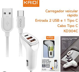 Carregador tipo c veicular turbo 38W 304C