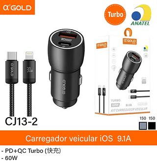 Carregador de carro iPhone 9.1A PD 60W CJ132