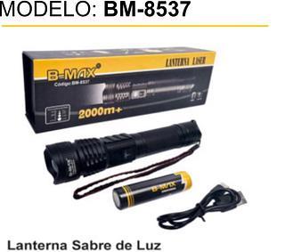 Lanterna Sabre de Luz •LED Laser Branco Recarregável com cabo USB •6 modes de luz •1 pilha 26850 BM8537