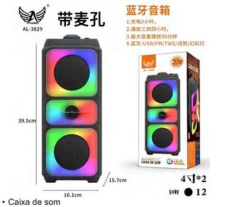 Caixa de som Bluetooth USB cartão memória com RGB AL3829