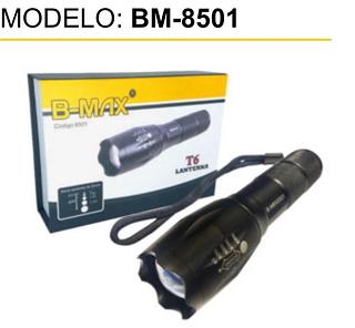 Lanterna • Bivolt •Recarregável. • Feita em Liga de Aluminio BM8501