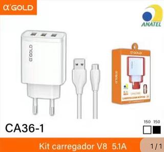 Carregador v8 5.1A 3USB CA361 Com 150pcs