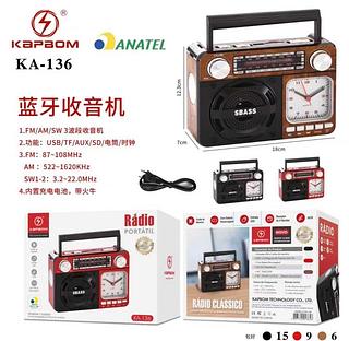 Rádio FM AM Bluetooth KA136 com 30pcs