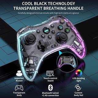 RALAN Wireless Controller with 8 Color LED Lighting Compatible with Xbox One S/X, for Xbox Series S/X Gaming Gamepad Remote with 2.4G Adapter