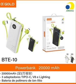 Carregador portátil 20mil MAH BTE10