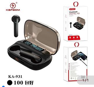 Fone sem fio Bluetooth sem borrachinha com digital KA931 Com 100pcs