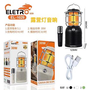 Caixa De Sm 30W + Lampião + Microfone Para Camping EL1029