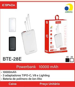 Carregador portátil POWER BANK 10000mAh BTE-28E