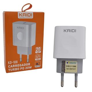 Fonte iPhone12 entrada tipo c 20W KAIDI KD108