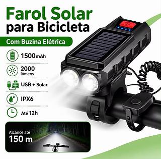 Farol Lanterna Para Bicicleta Carga Usb Solar RA55-1