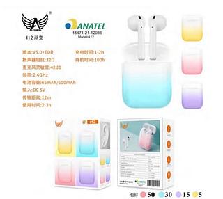 Fone sem fio Bluetooth i12colorido Caixa fechado com 100pcs