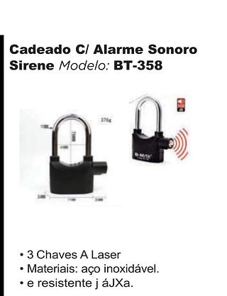 Cadeado C/ Alarme Sonoro 3 Chaves A Laser BM358