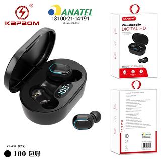 Fone sem fio Bluetooth com borrachinha Com digital KA999