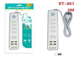 Régua Eletrica 2 Metros 5 Entradas 4 USB ST857