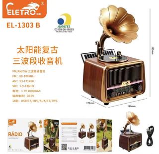 Rádio ： BT/USB/AUX/TF/FM/AM/SW RADIO EL1303B