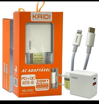 Carregador c/ cabo turbo usb + tipo c 20w