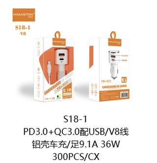 Carregador veicular 9.1 36w V8 Hmaston S18-1