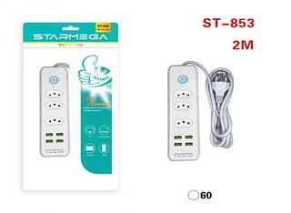Régua Eletrica 2 Metros 3 Entradas 4 USB ST853