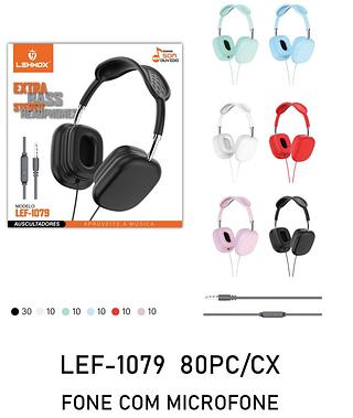 Headphones com fio e microfone lehmox LEF1079