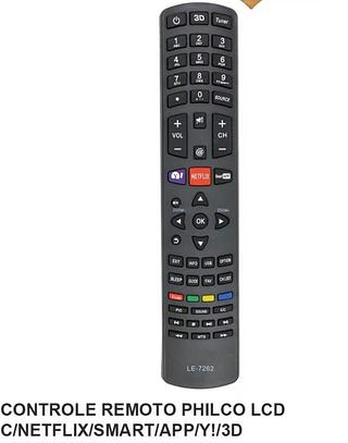 CONTROLE REMOTO PHILCO LCD C/NETFLIX/SMARTIAPP/Y!/3D LE7262