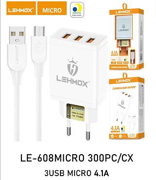Carregador 4.1A v8 3USB LE608