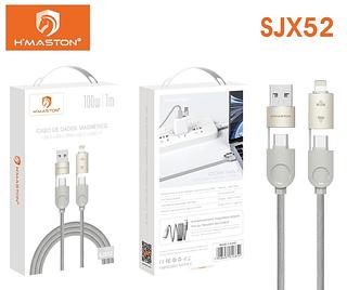 H'maston Cabo de dados magnético com conectores USB e adaptadores para Type-C e Lightning. SJX52