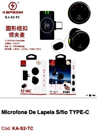 Microfone de lapela sem fio para TYPE-C KA-S2-TC