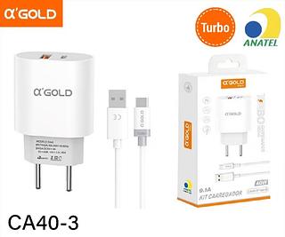 Kit carregador TIPO-C 9.1A - Saída USB + TIPO • Turbo USB QC4.0 + PD QC3.0 - 40W CA403