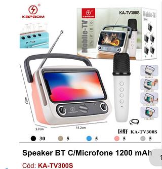 Caixa de som Bluetooth com microfone 1200MAH KATV300S Com 50pcs