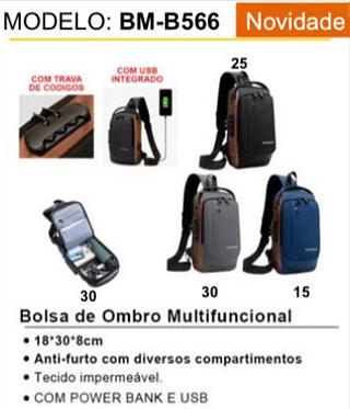 Bolsa de Ombro Multifuncional 15 •18*30*8cm • Anti-furto com diversos compartimentos BMB566