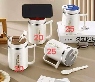 Copo térmico com tampa e colher, copo selado para cerveja, água, bebida e sopa, quente e fria 500ml