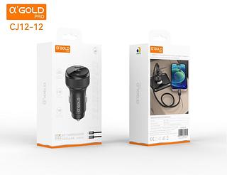 Carregador carro kit para iPhone 60W cabo light/tipo c Fonte 2tipo c CJ1212